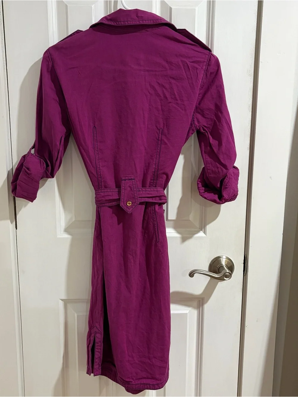 Tory Burch Deep Magenta Shirt Dress with Tie Waist